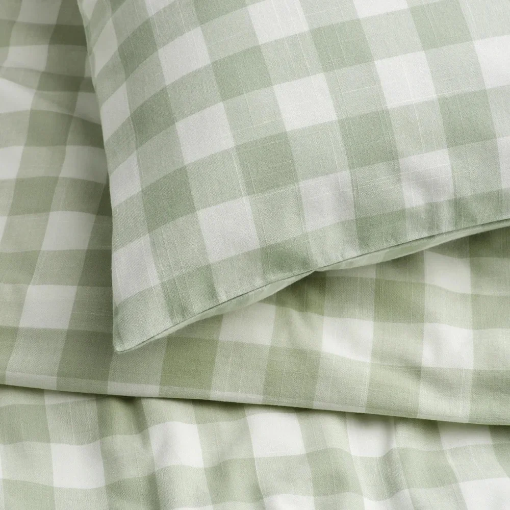 100% Cotton Green Checkered Duvet Set